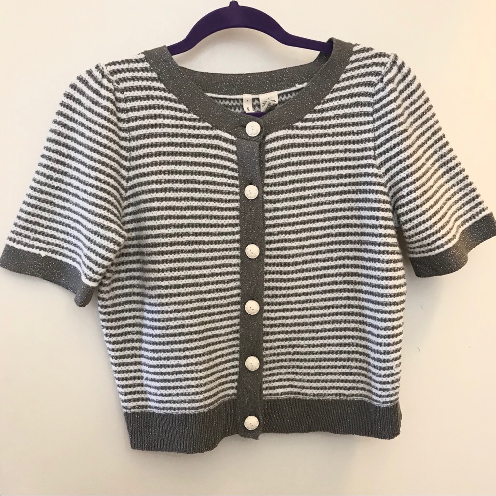 {MOTH} by Anthro Silver grey and white cardigan